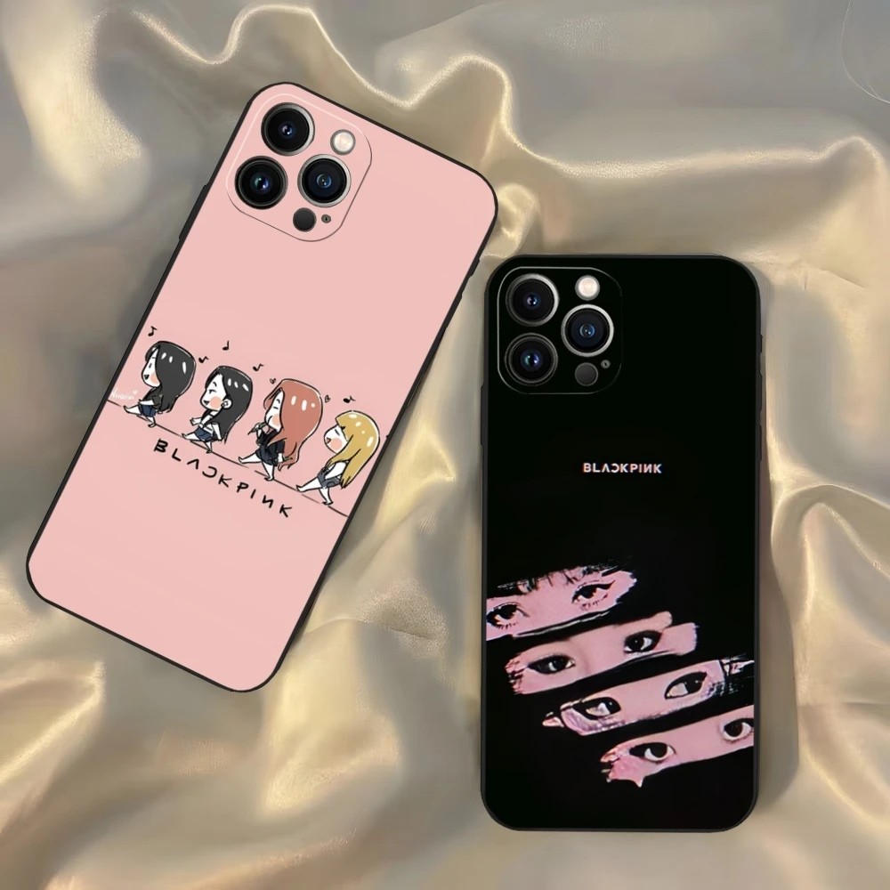 Kpop-BLACKPINKs-Girls Чехол для телефона Iphone 16 15 14 13 12 11 Pro Max Xr X Xs Mini 8 Plus SE 2022 черный мягкий