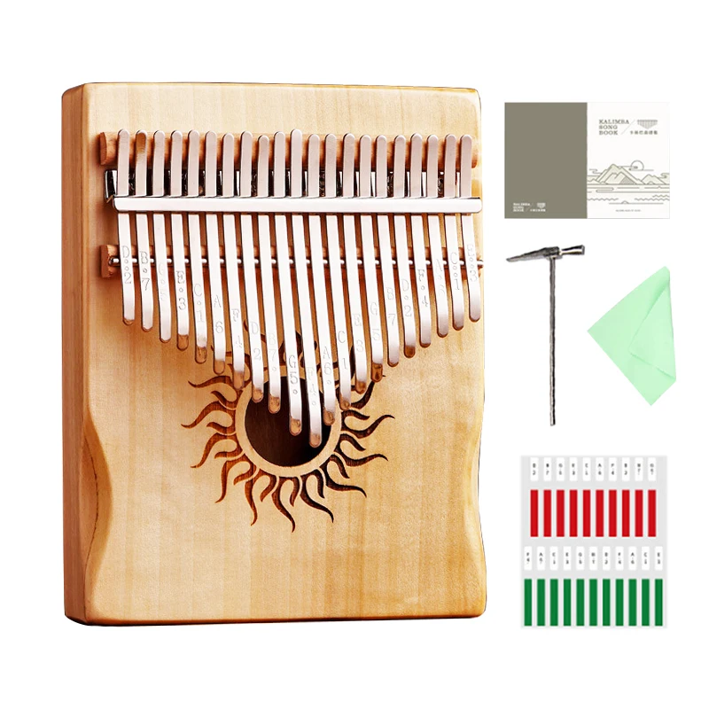 

Hluru Kalimba 21 Keys Musical Instrument Full Wood Maple Kalimba 17 Keys with Sound Hole Mbira For Beginner