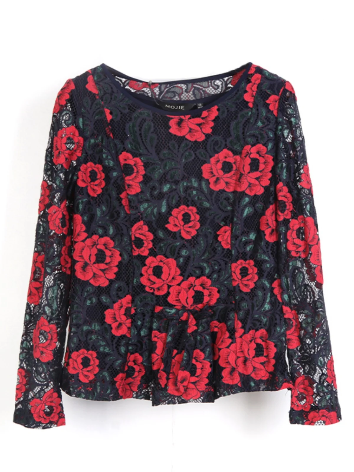 Высококачественный брендовый женский кружевной тонкий Топ с длинным рукавом и