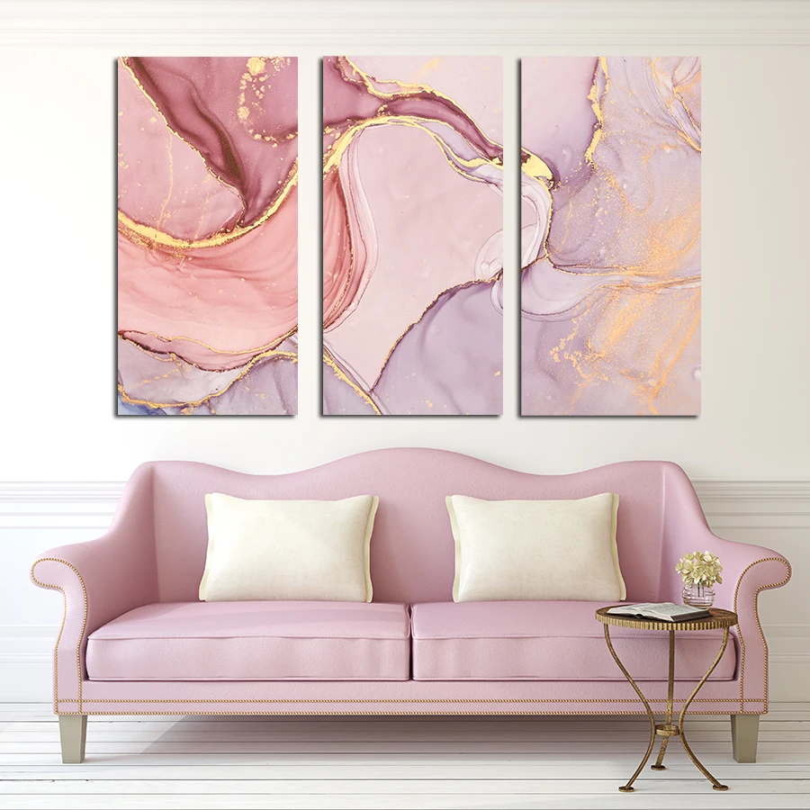

Abstract Pink Gold Wall Art Decorative Pictures Canvas Poster Marble Texture Artwork Interior Painting Living Room Home Decor