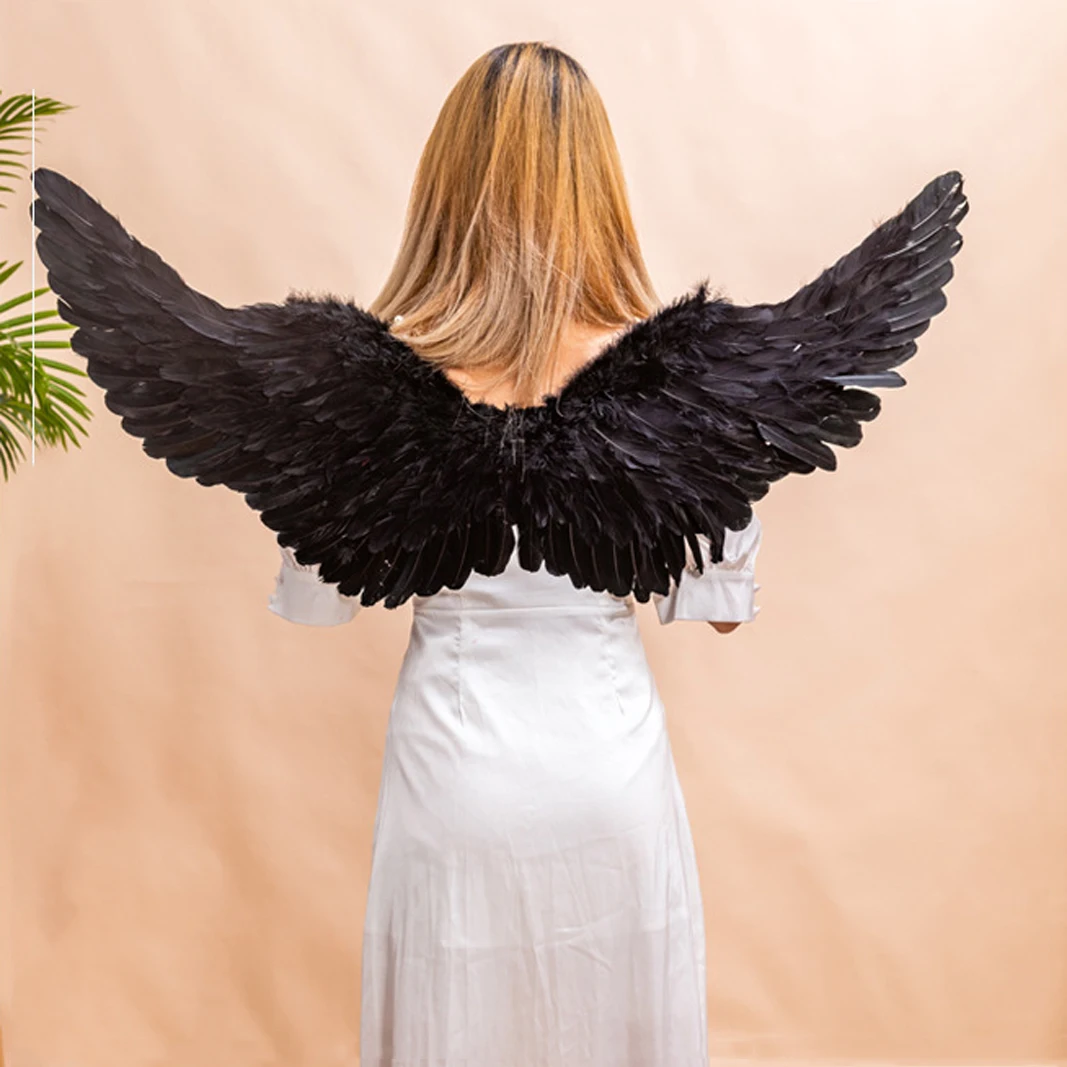 Белый угол косплей для взрослых черный Дьявол Крылья перьями крылья Хэллоуин