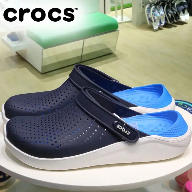 Crocs Lightweight Perforated Clogs with Adjustable Heel Straps and Cushioned Soles Comfort Sandals Slip-Ons Outdoor Beach Shoes
