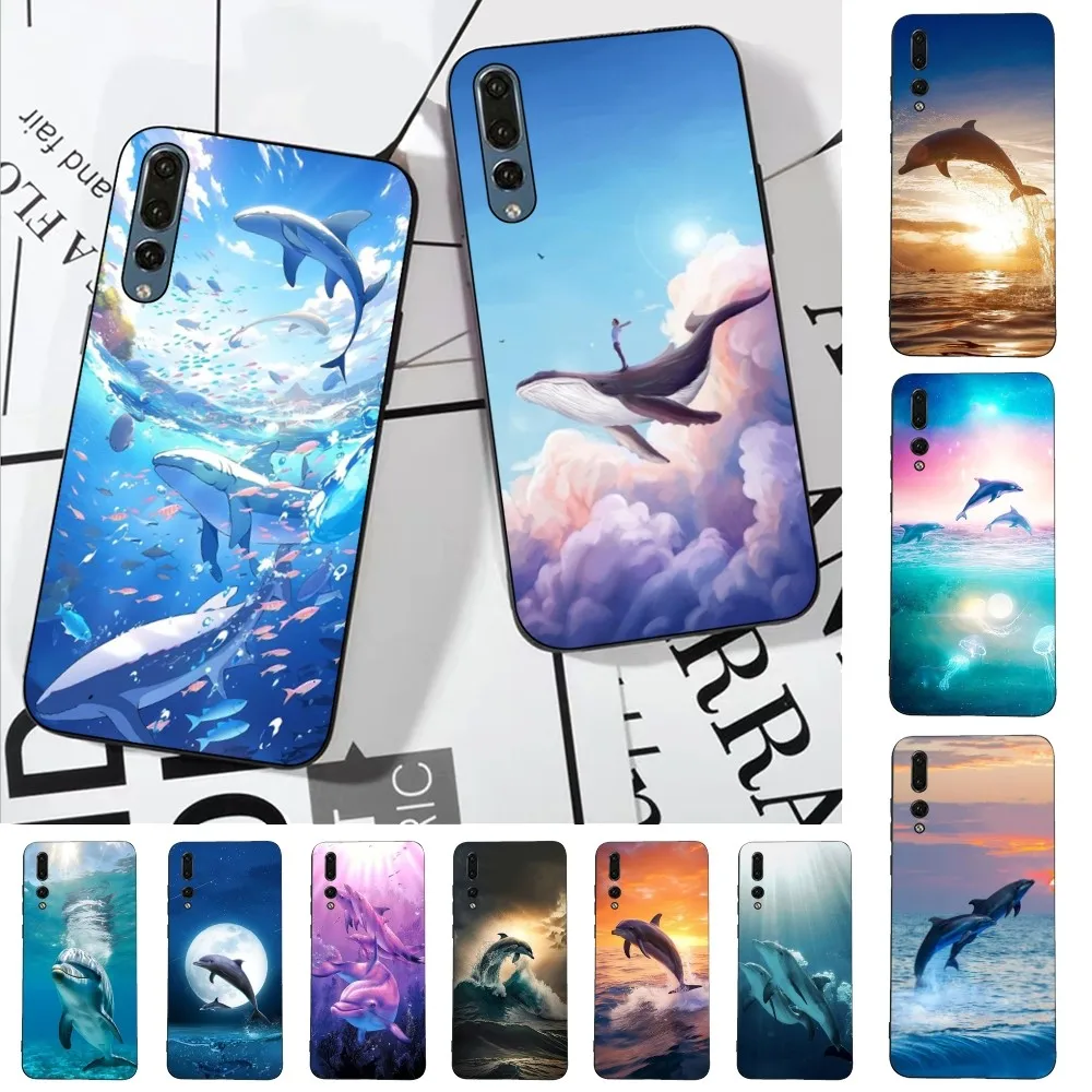 

Ocean Animal Cute Dolphin Phone Case For Huawei P 8 9 10 20 30 40 50 Pro Lite Psmart Honor 10 lite 70 Mate 20lite