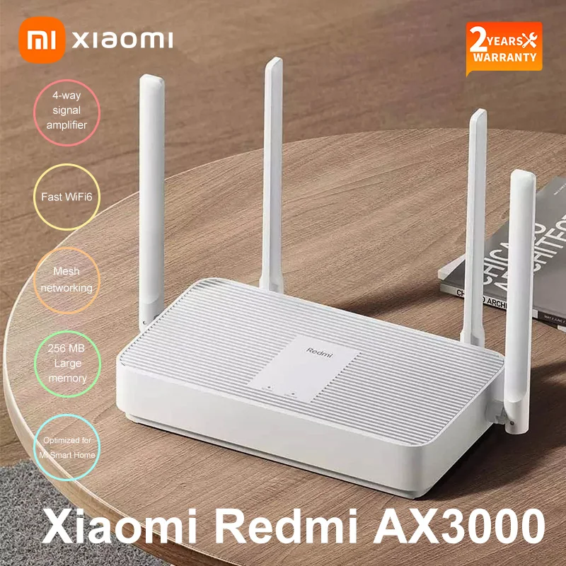 Маршрутизатор Xiaomi Redmi Ax3000 гигабитный усилитель Wi-Fi 6 сигнала ретранслятор