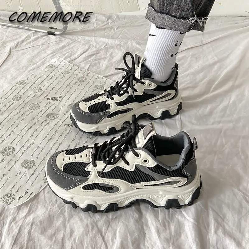 Кроссовки женские на платформе дышащие сетчатые шнуровке повседневная