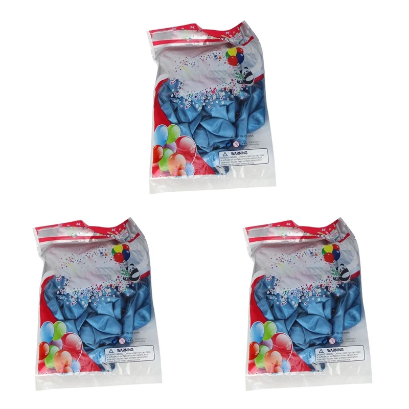

150Pcs 10 Inch Metallic Latex Balloons Thick Chrome Glossy Metal Pearl Balloon Globos For Party Decor - Blue