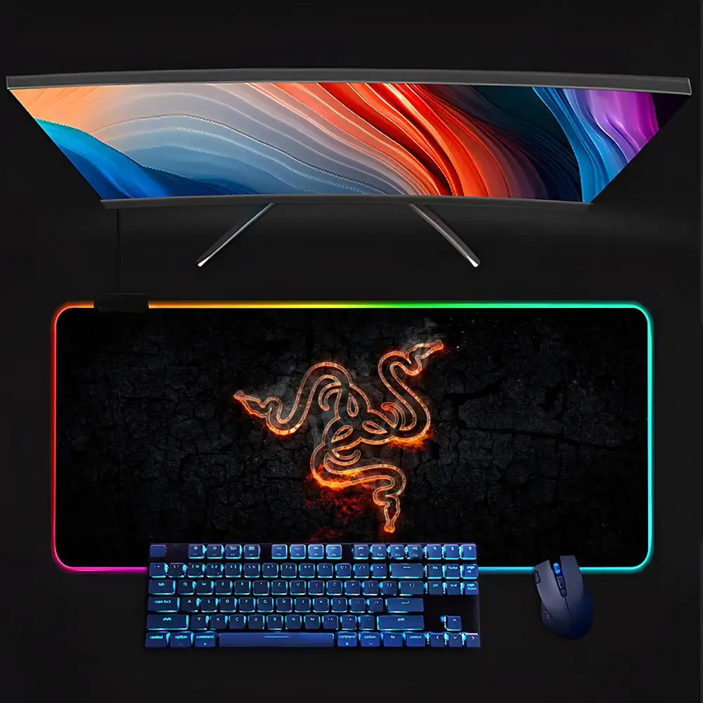R-Razer-R коврик для мыши клавиатура светодиодный RGB ПК геймерский светящийся