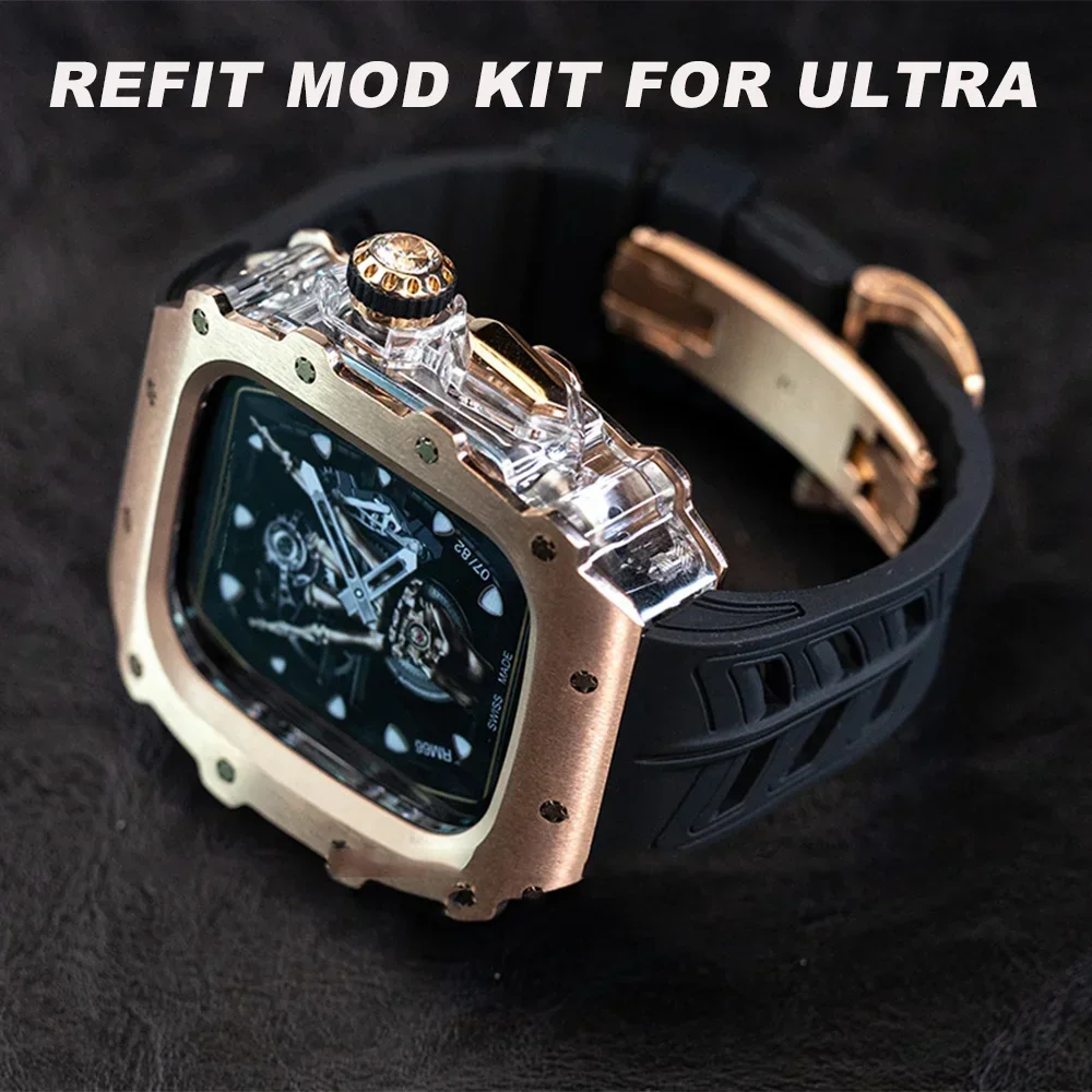 Роскошный Чехол Для Часов Из Титанового Сплава Apple Watch Ultra 2 49 Мм С Прозрачным