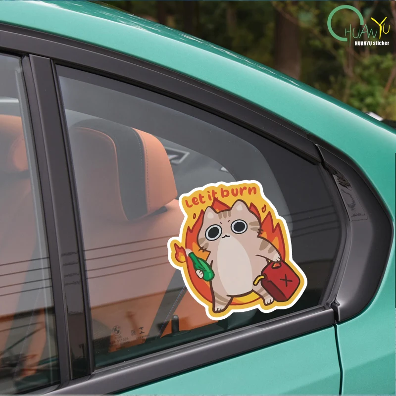 Let It Burn Arson Cat смешные наклейки с кошками виниловые наклейки-наклейки забавные для