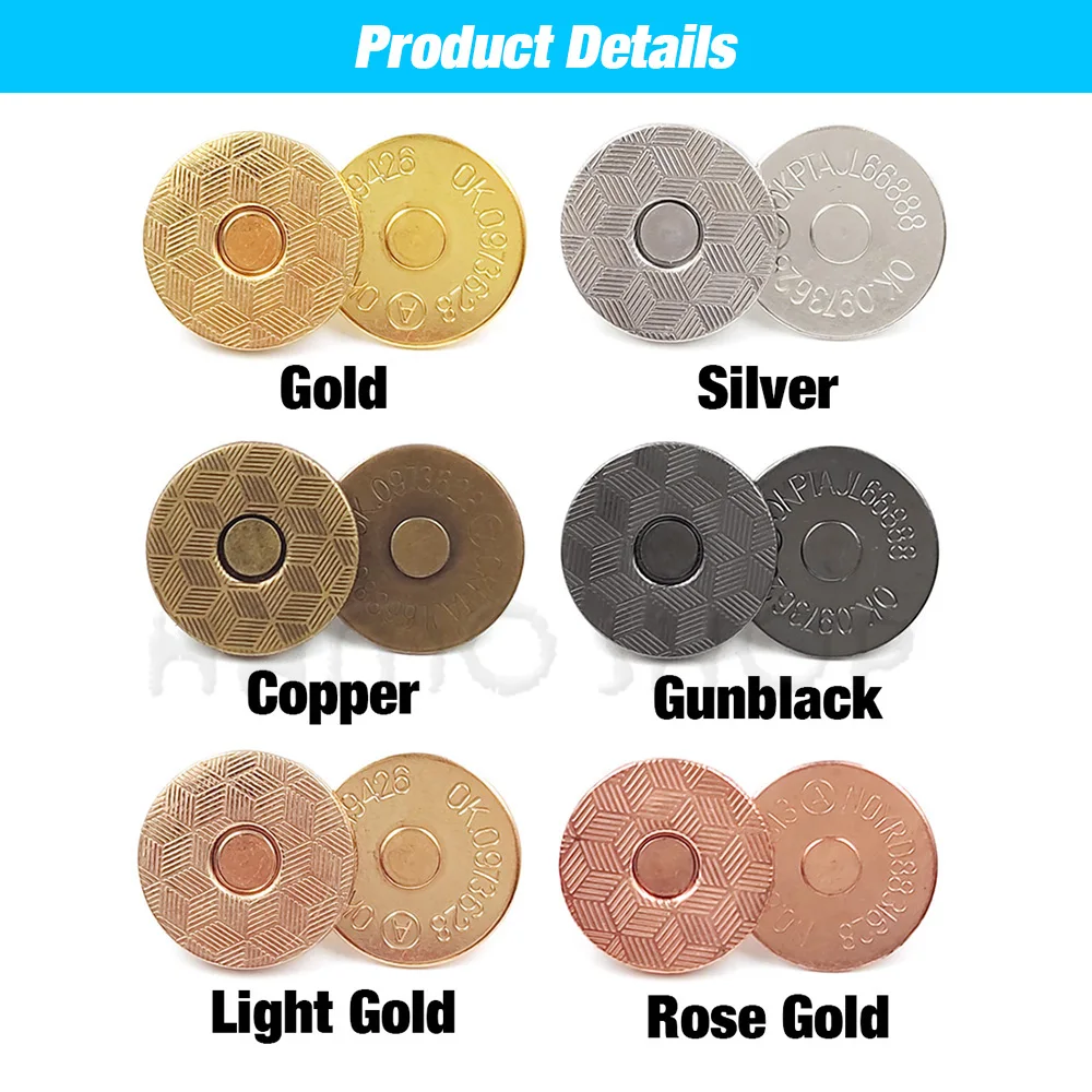 20 Упаковок Магнитных Пуговиц 10 Мм-18 Мм Металлические Пуговицы С Круглым