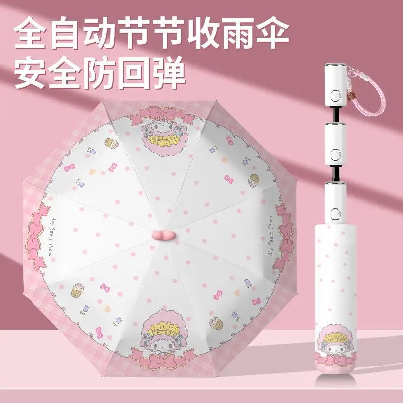 Фото Sanrio солнцезащитный зонт My Melody Originality автоматический складной мини-зонт солнечный дождливый зонт мультфильм Kawaii подарок для девочки №2