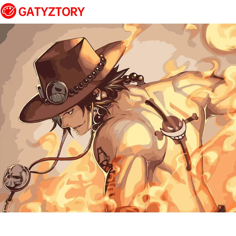 

GATYZTORY DIY Frame Painting By Numbers Anime Handpainted Kits Canvas Drawing Acrylic Paints Figure Wall Artwork Home Dec