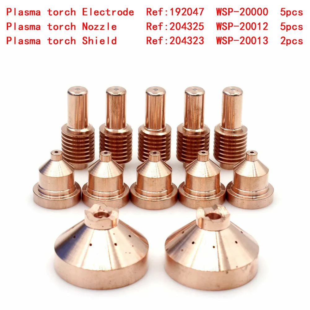 

12 Pcs Plasma Electrode 192047 Nozzle 204325 Shield 204323 For ICE 40T 50C/CM WS OEMed Plasma Cutting Consumables