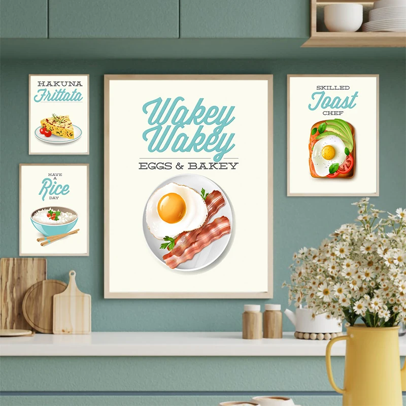 

Bowl Food Posters and Prints Rice Noodle Egg Pho Canvas Painting Nordic Wall Art HD Picture Modern Kitchen Restaurant Home Decor