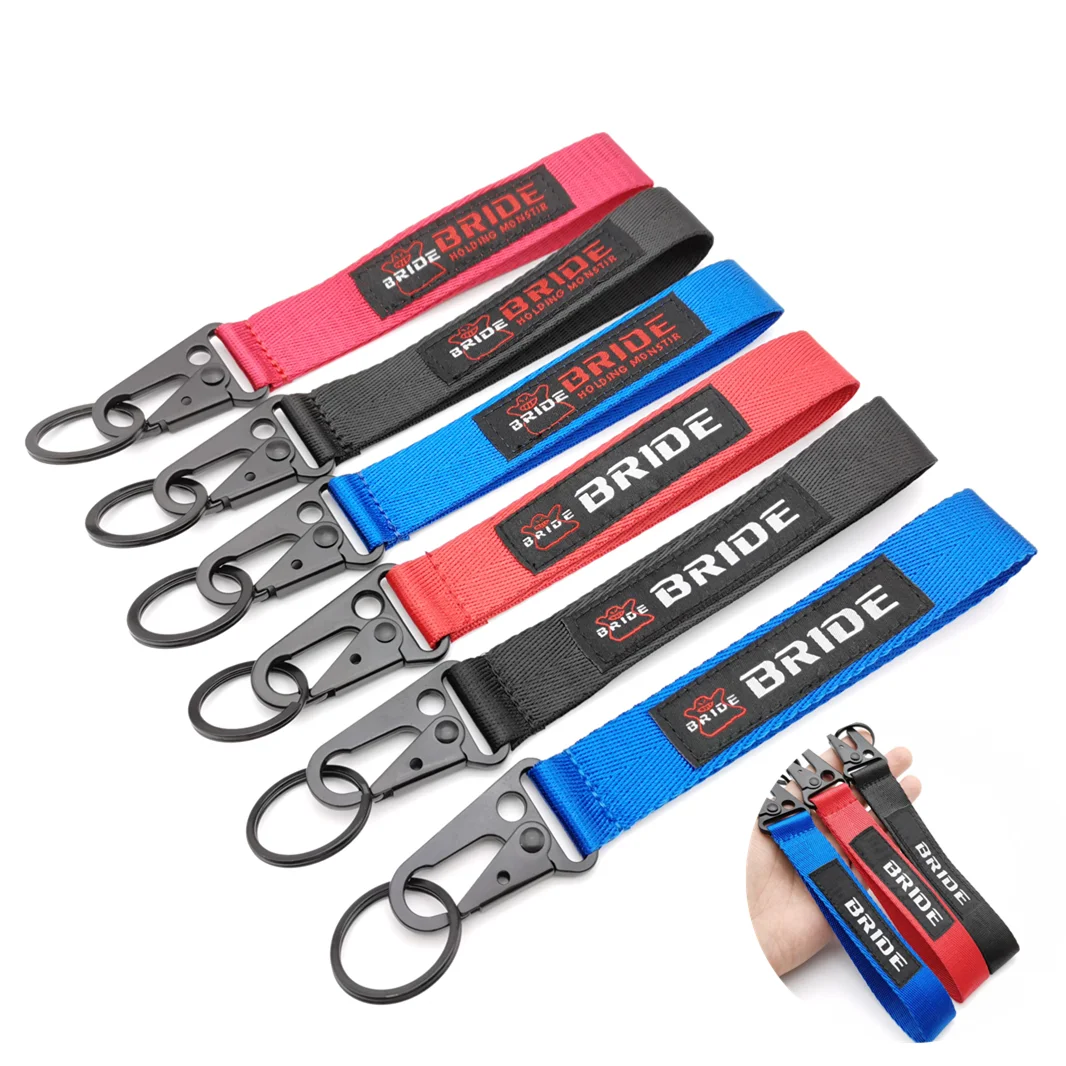 

JDM Racing Keychain Car Style Wrist Key Chain Key Rings Key Holder Heat Transfer Process FOR BRIDE Decorative Hanging Piece Acce