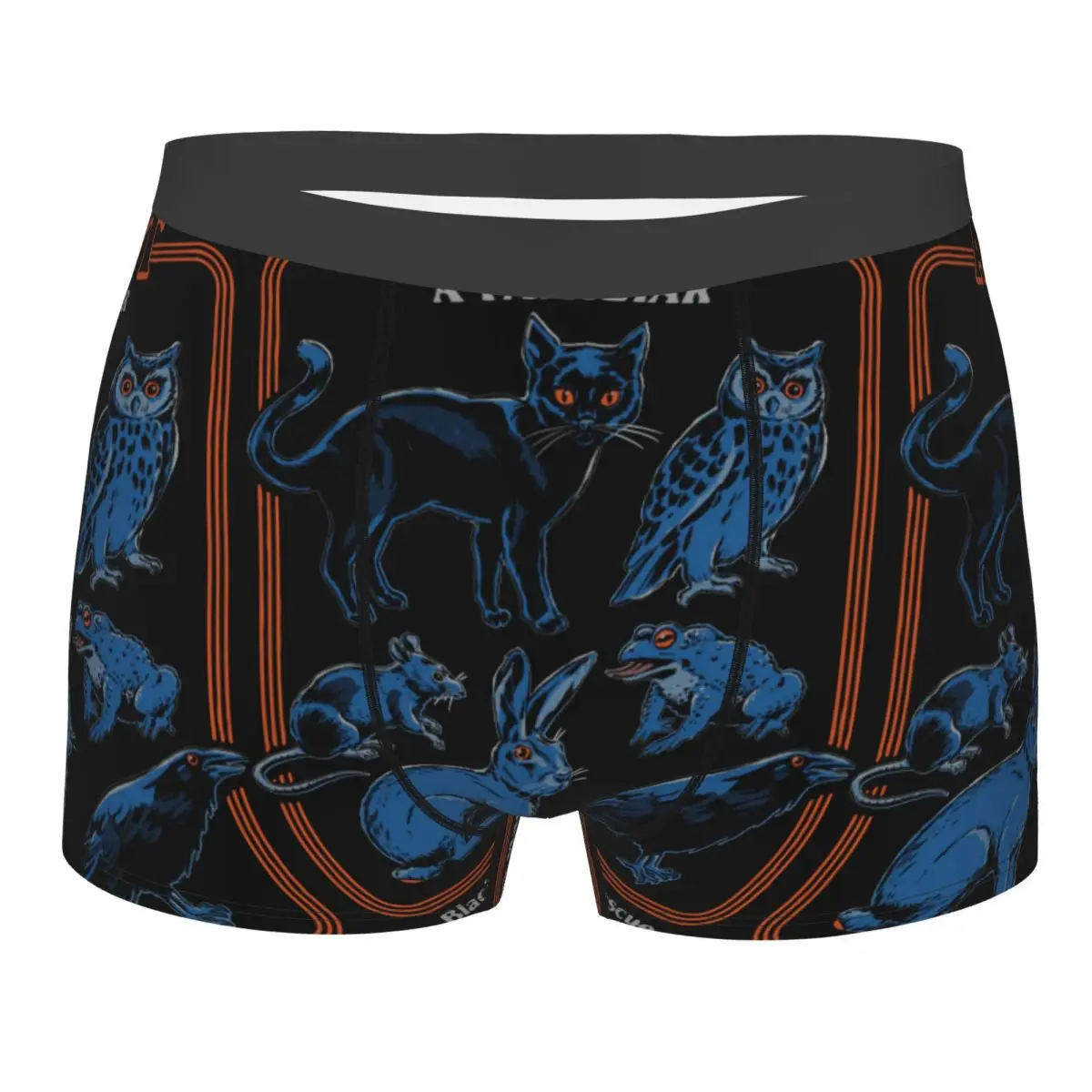 

Adopt A Familiar Men's Underwear 70s Vintage Witchcraft Cat Horror Black Magic Animals Boxer Shorts Panties Humor Underpants XXL