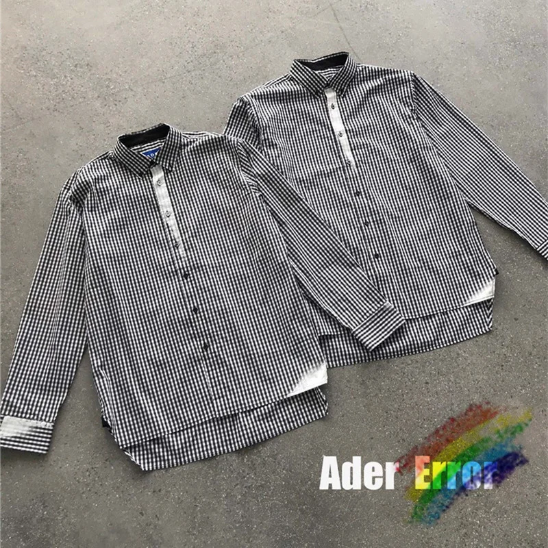

Ovesize ADER ERROR Plaid Shirts New Men Women 1:1 High Quality Heavy Fabric Adererror Shirt Stripe Style Ader Blouse Overshirt