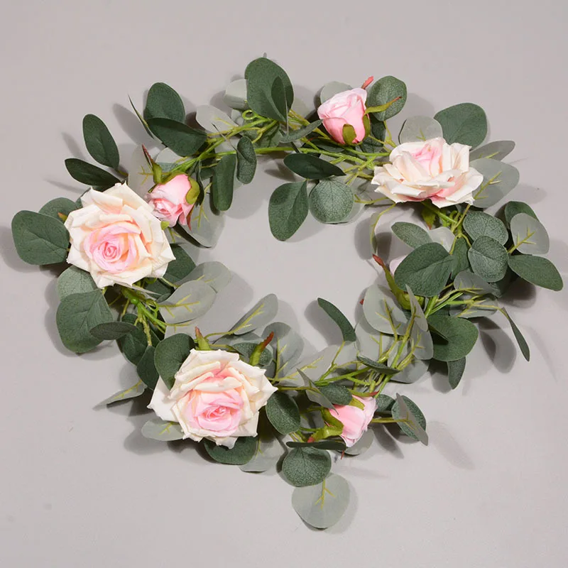 

Refinement Artificial Rose Flower Plant Wreath Rattan Ornament Festival Party Door Wall Scene Garland Layout Wedding Product