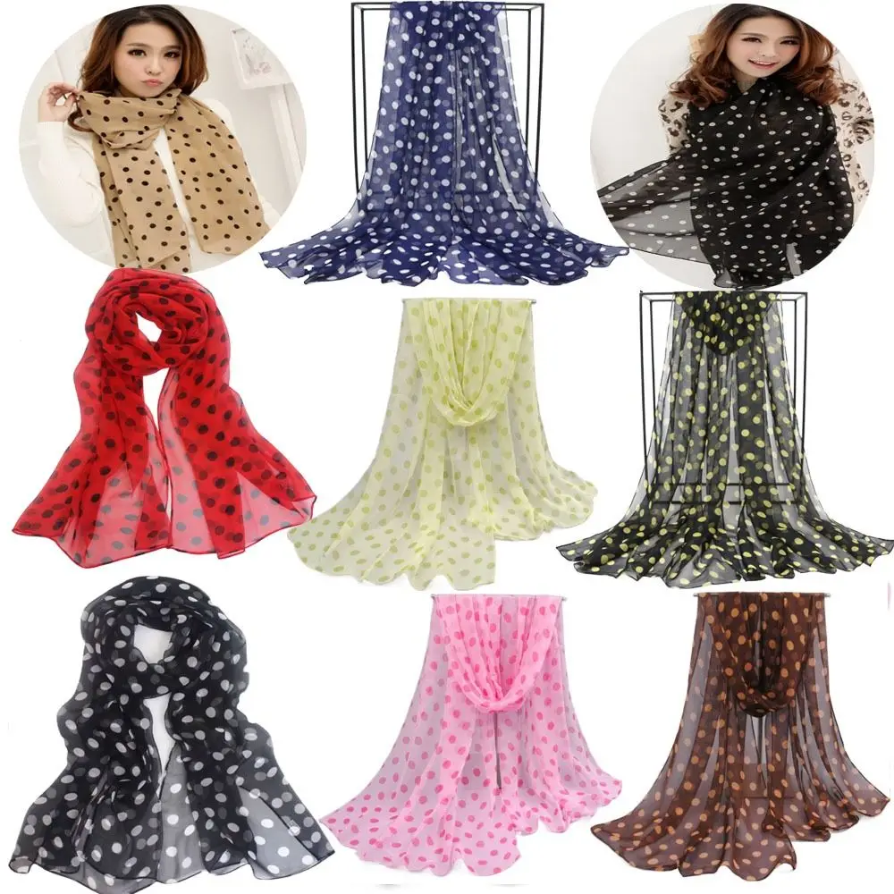 

Shawl Hijab Scarf Chiffon Scarf Neckerchief Headband Silk Scarf Shawl Ladies Women's Scarves Polka Dot Scarf