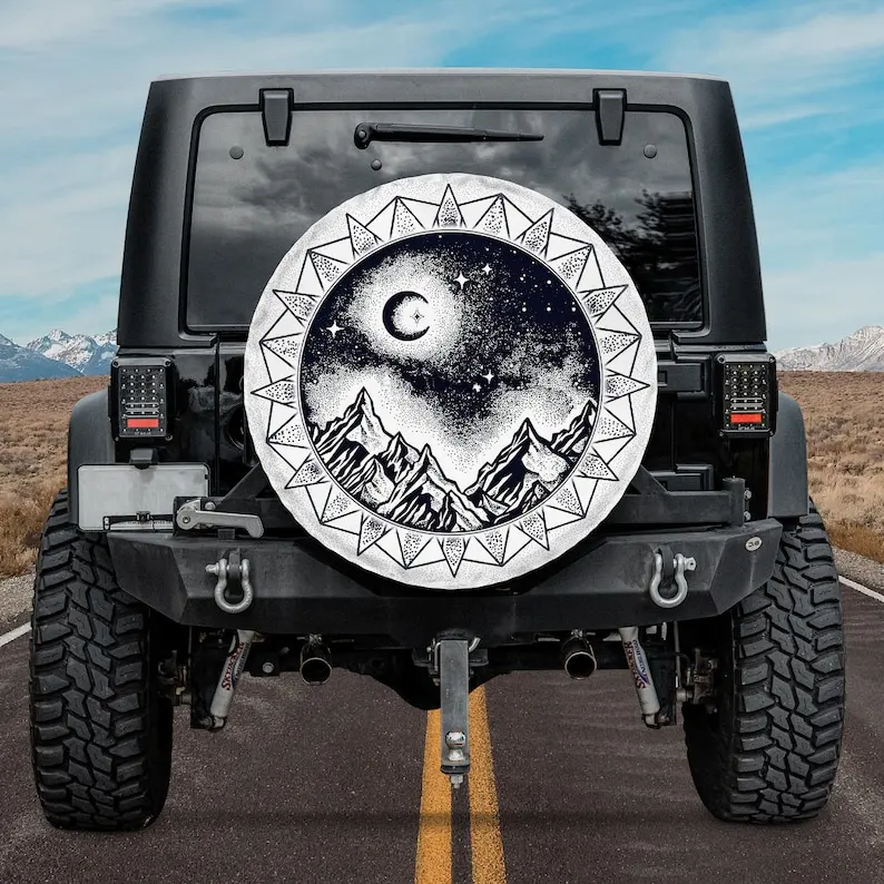 

Starry Mountain Night Custom tire spare, SUV Tire Cover, Spare Tire Cover Camper, Funny Spare Tire Cover, Father's Day Gift, Chr