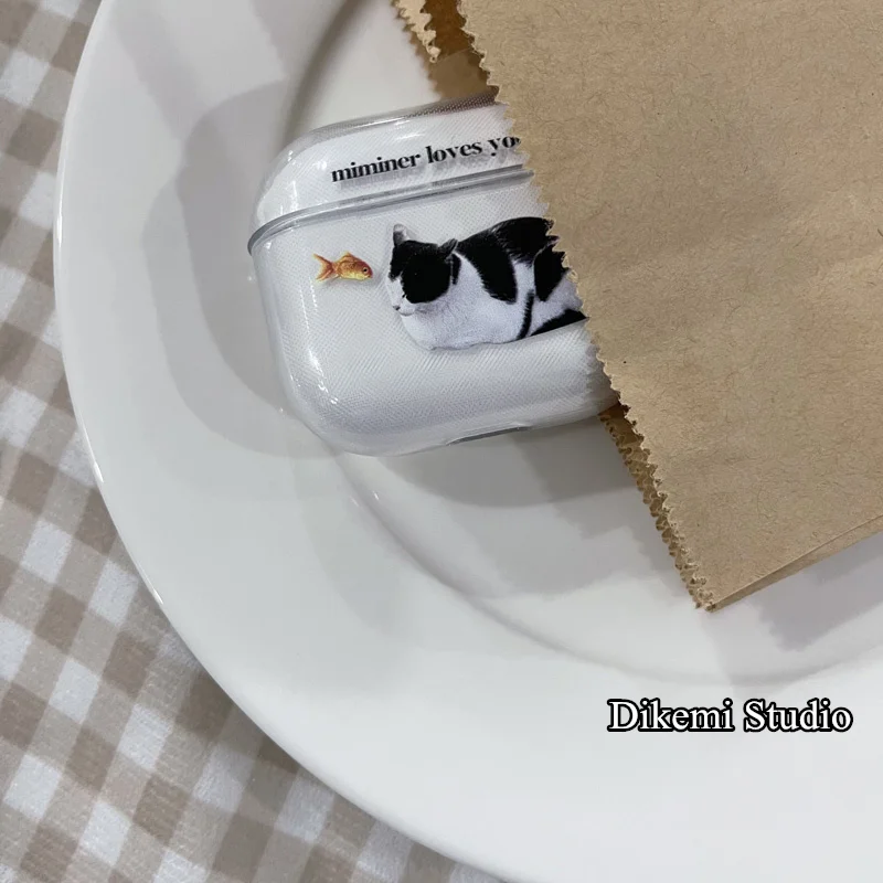 

Funny Cartoon Cat Earphone Case for Airpods 2 1 Wireless Bluetooth Earphone Cover Cute Animal Pattern Clear Soft TPU Cover Shell