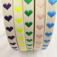5yards 15mm candy color sweet heart comfortable polyester cotton material woven webbing ribbon decoration for wedding party