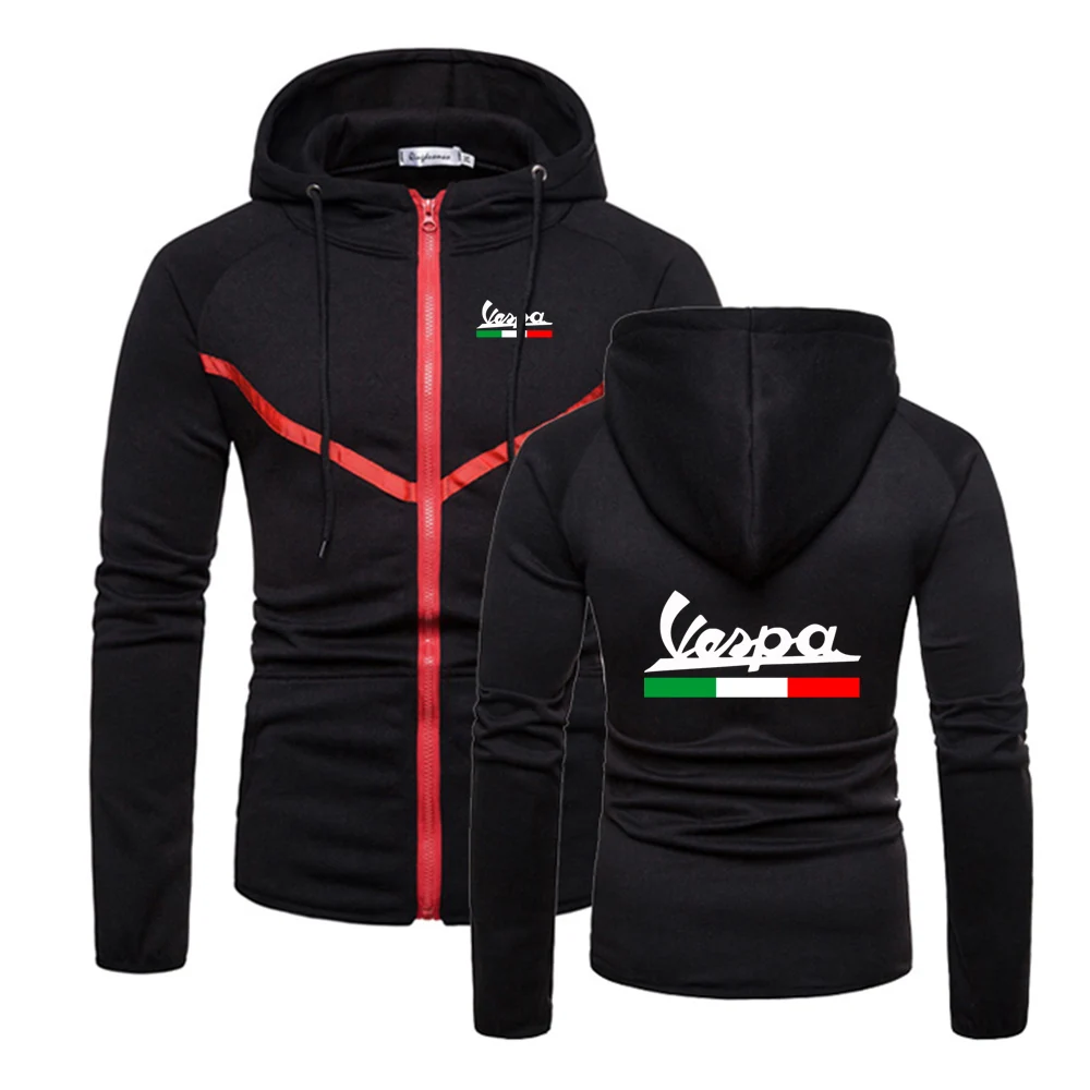 

2022 Men's Vespa Printing Harajuku Style Solid Color Hoodie Warm Delicate Comfortable Cotton Zipper Jacket Coats