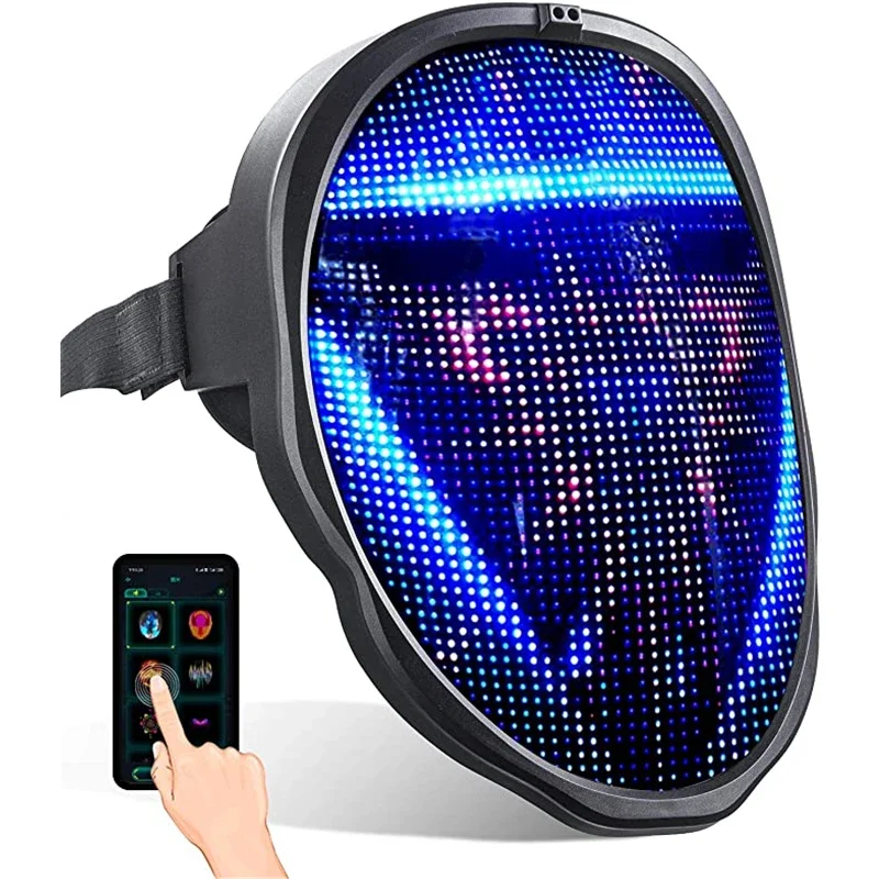 

Mask with App Bluetooth Programmable Picture Animation Text Light Up Mask For Halloween Cosplay Party Christmas Rave