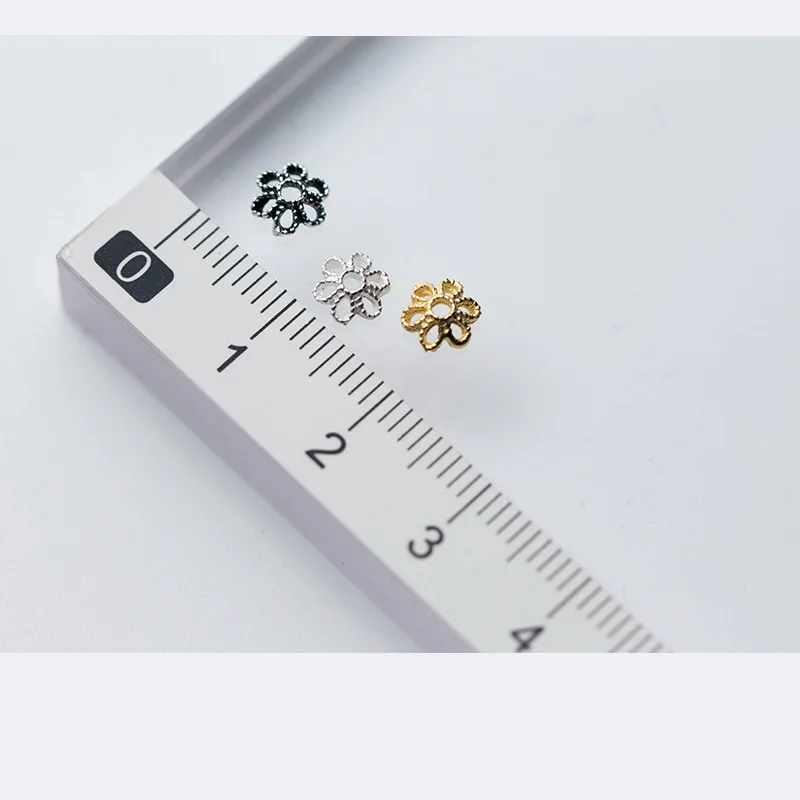 10Pcs S925 Sterling Silver Hollowed Out Beaded Hat 6MM Flower Tray DIY Jewelry Making Jewelry Looking For Accessories