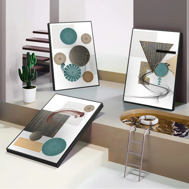 Абстрактная Геометрическая живопись холст искусство и принты Современная