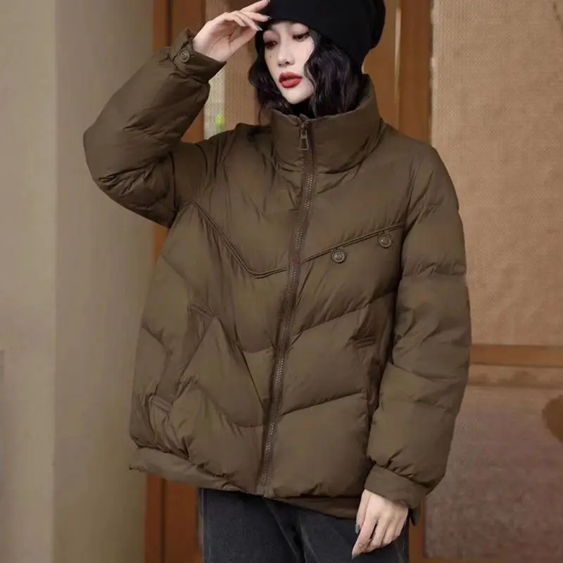Women White Duck Down Coat 2023 Winter New Fashion Female Jackets Loose Thicken Tops Warm Outwear Stand Collar Ladies M03