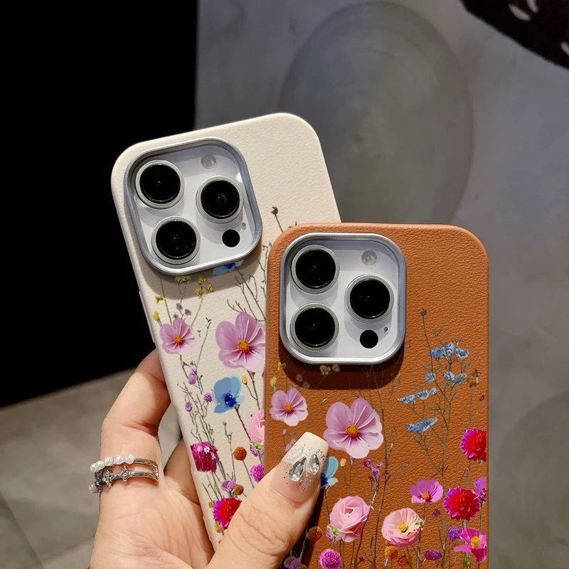 Противоударный чехол из ТПУ с цветным цветком для телефона Magsafe iPhone 16 15 14 Pro Max Plus 13