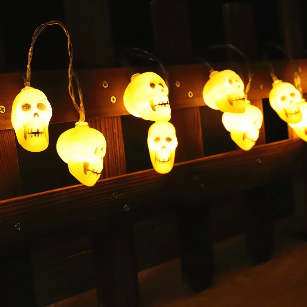 

10/20 Leds Halloween String Light Skull Horror Atmosphere Lighting Warm White for Party,Bedroom,Window Battery Powered