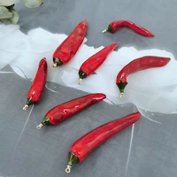 15pc resin dried peppers charm for necklace bracelet bead pendant diy jewelry decoden vegetable pendants natural real red chili