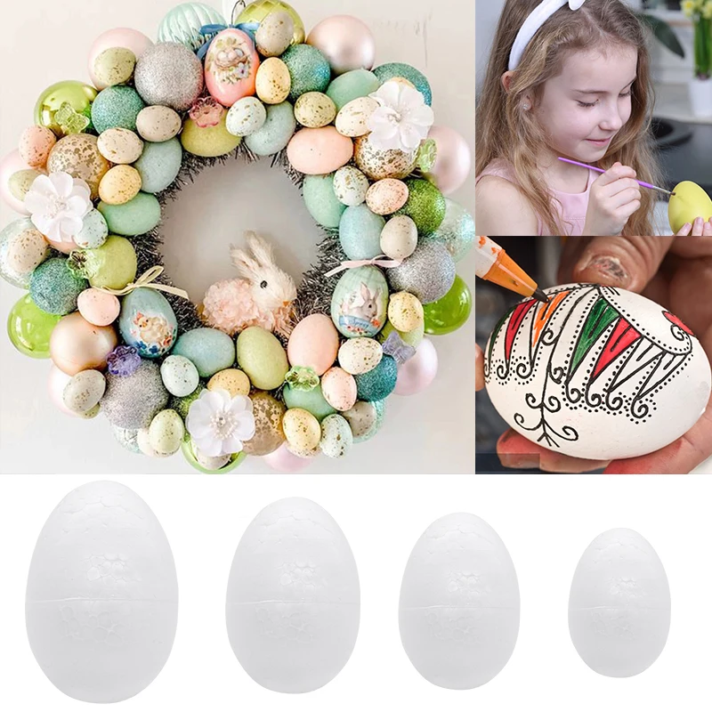 

5-20Pieces Easter Egg Unfinished Polystyrene Foam DIY Painting Bird Pigeon Eggs Kids Gift Favors Easter Decoration For Home
