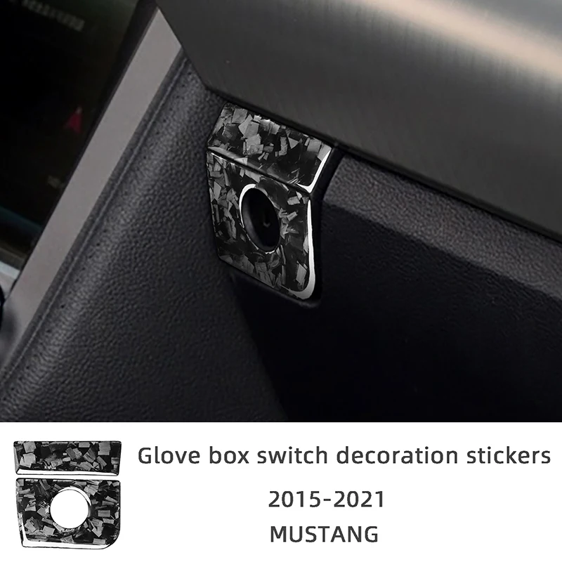 

Glove Box Switch Decoration Cover Froged Texture Carbon Fiber Car Stickers For 2015-2021 Ford Mustang Interior Accessories
