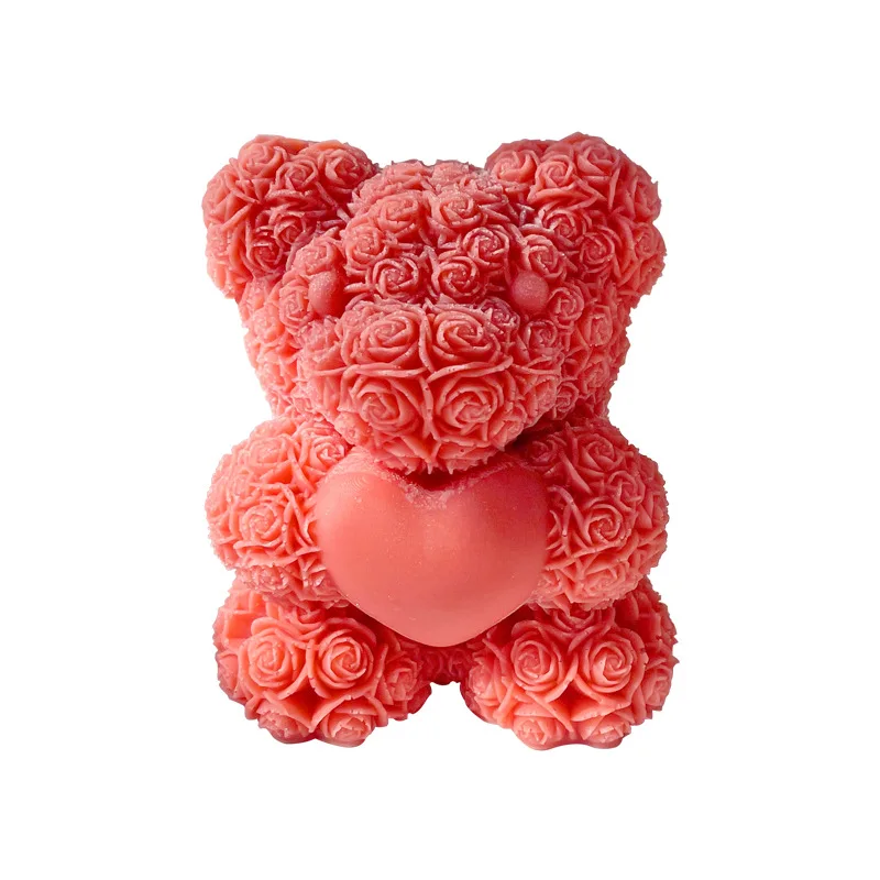 

Rose Bear Silicone Mold for Candles Molds Handicrafts Ice Gypsum Cement Pots Epoxy Resin Handmade Soaps Casting Form Decoration