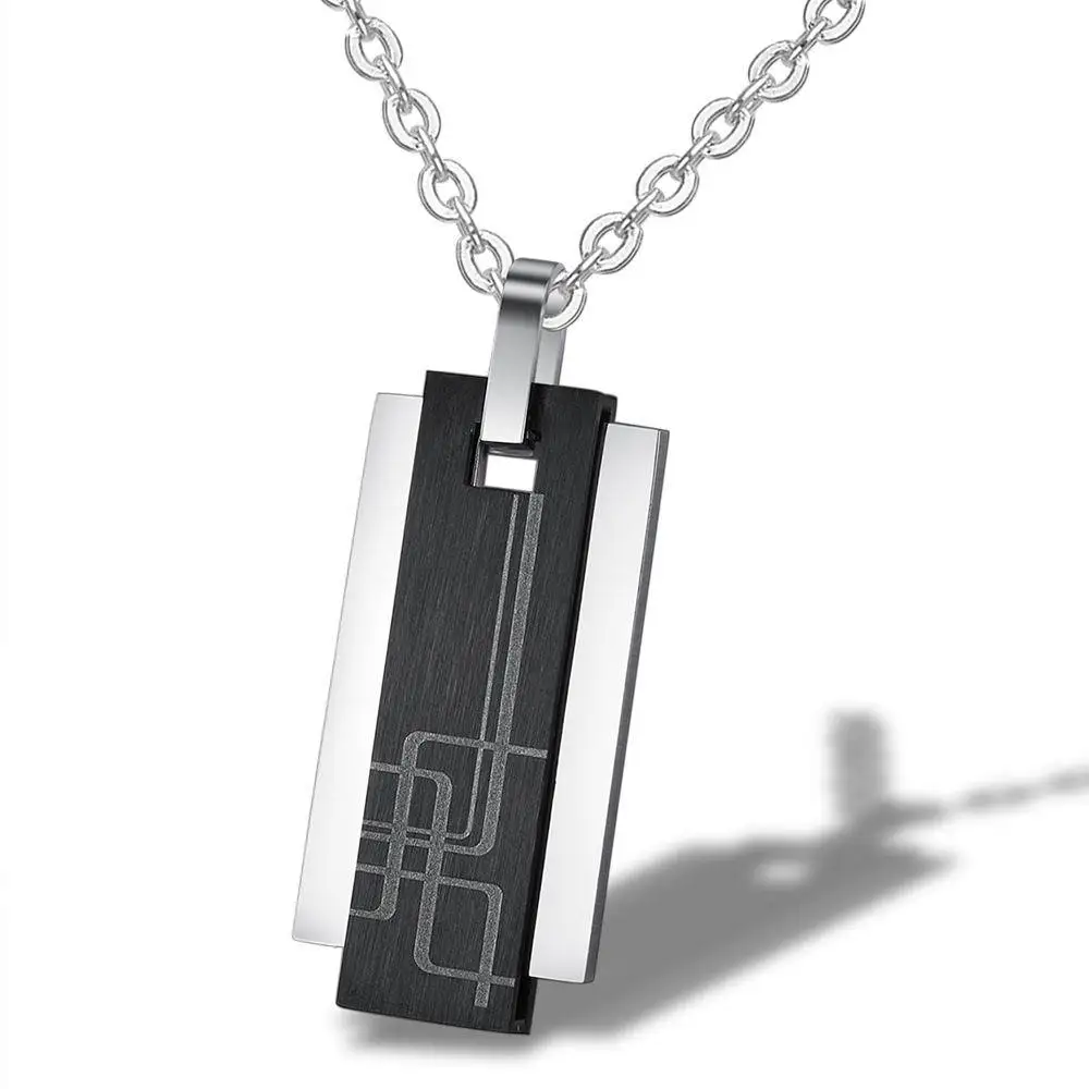 Простое креативное мужское ожерелье с кулоном из нержавеющей стали и титана