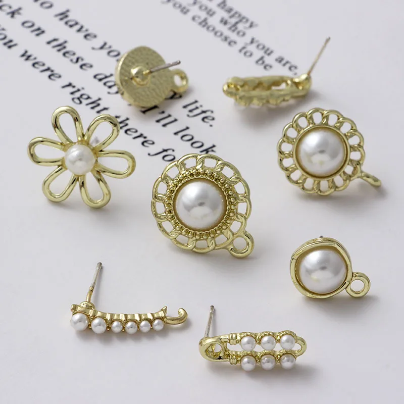 

10pcs Flower Earring Hook Pear Hollow Earring Settings Earrings Connector Earrings Base for DIY Jewelry Making Accessories