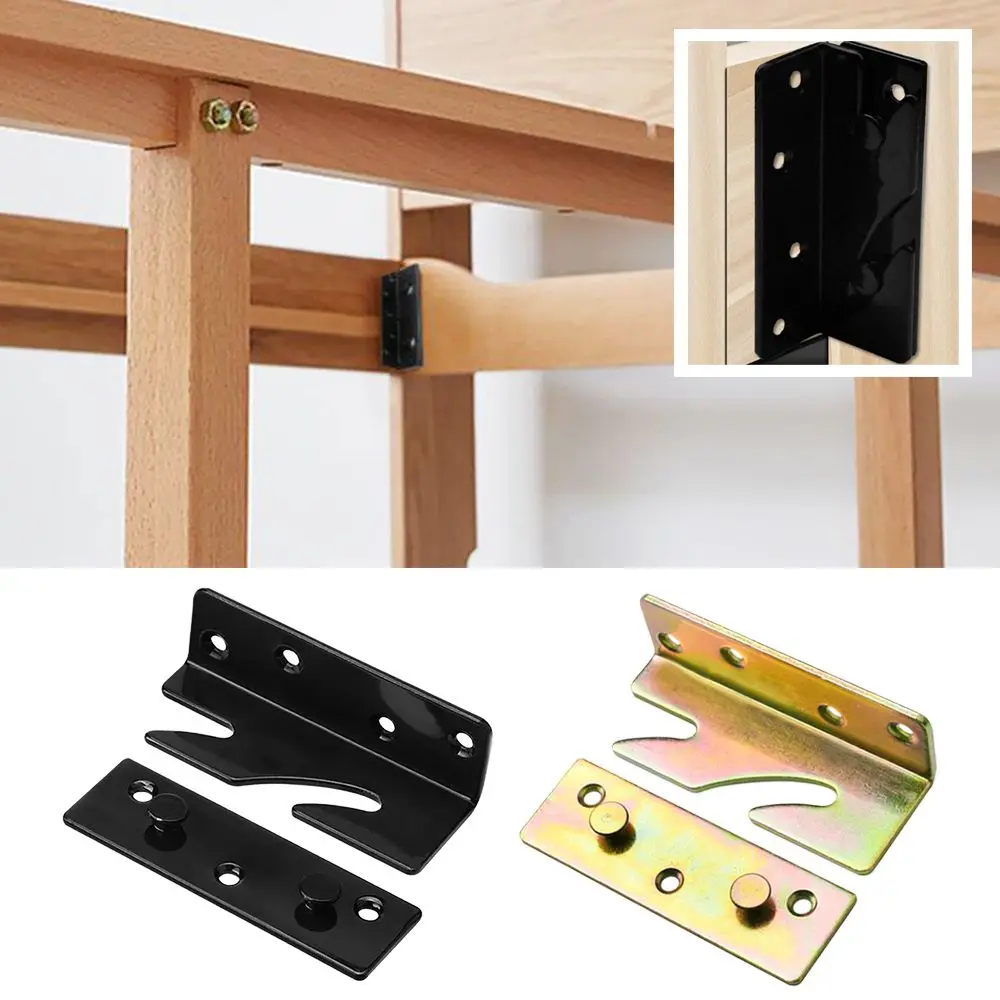 

4 Set Furniture Connection Corner Thicken Multifunction Snap Connectors Bed Rail Hook Bed Hinge Bracket Fitting