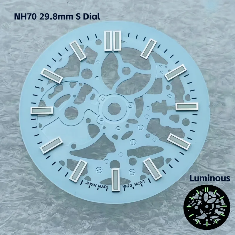 Фото NH70 29,8 мм Nautilus Skeleton Dial с логотипом S, ночное свечение для калибра NH70/NH38, аксессуары для модификации часов №5