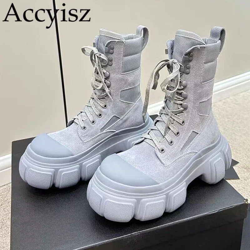 

Женские замшевые ботинки на шнуровке, универсальные короткие ботинки в британском ретро-стиле на толстой подошве, новинка весны 2023