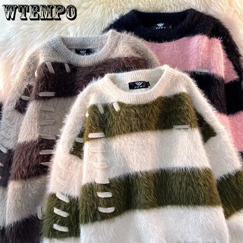 

Женский свитер WTEMPO с круглым вырезом и маленькими цифрами, мягкий клейкий свитер в ленивом стиле для влюбленных, пальто, мягкий зимний свитер
