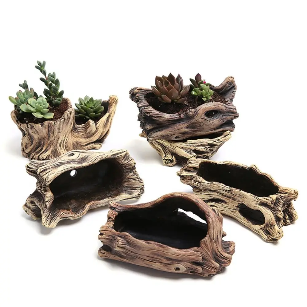 

Succulent Plant Pot Bonsai Decoration With Imitation Wood Flower Cement Planter Crafts Indoor And Outdoor Garden Supplies