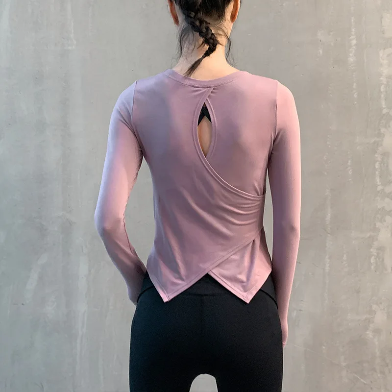 Yoga Crop Tops Long-sleeved Tight-fitting Beautiful Back Fitness Clothing Women's Quick-drying Sportswear Female Gym Shirts |
