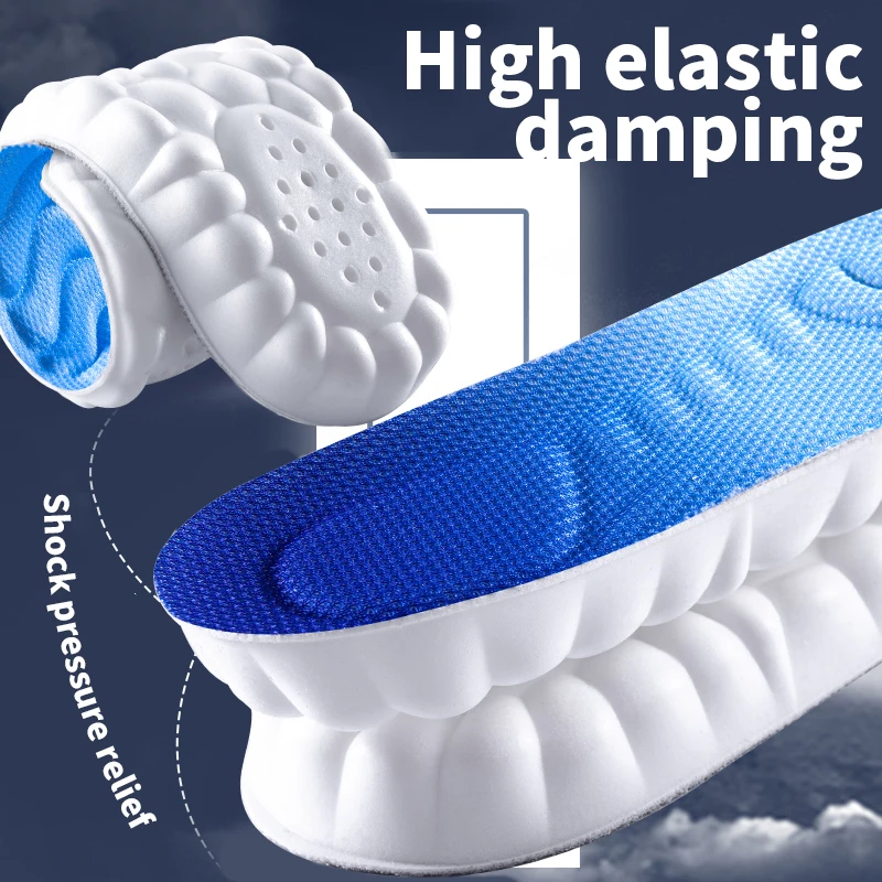 Latex Sport Insoles Soft High Elasticity Shoe Pads Breathable Deodorant Shock Absorption Cushion Arch Support Insole Men Women