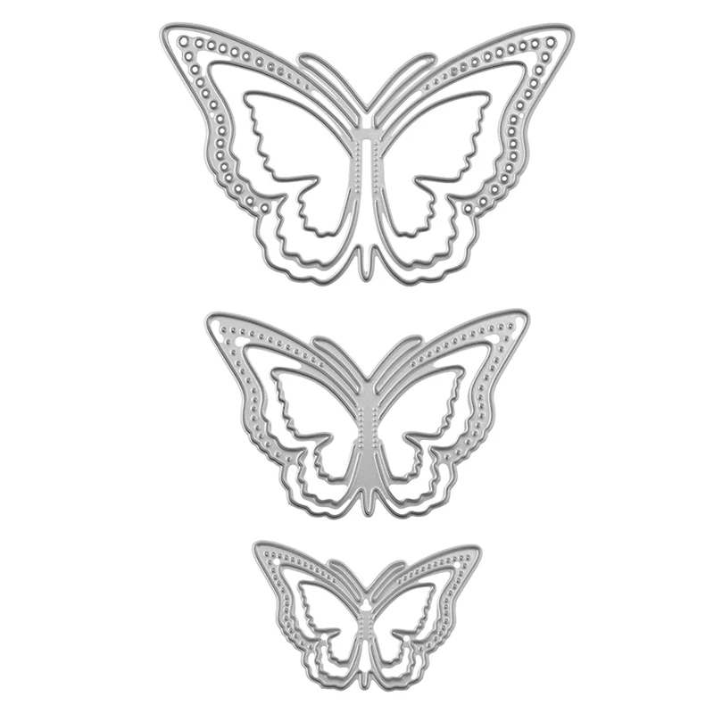 3D металлические высечки в виде бабочек 3 шт. для изготовления карт