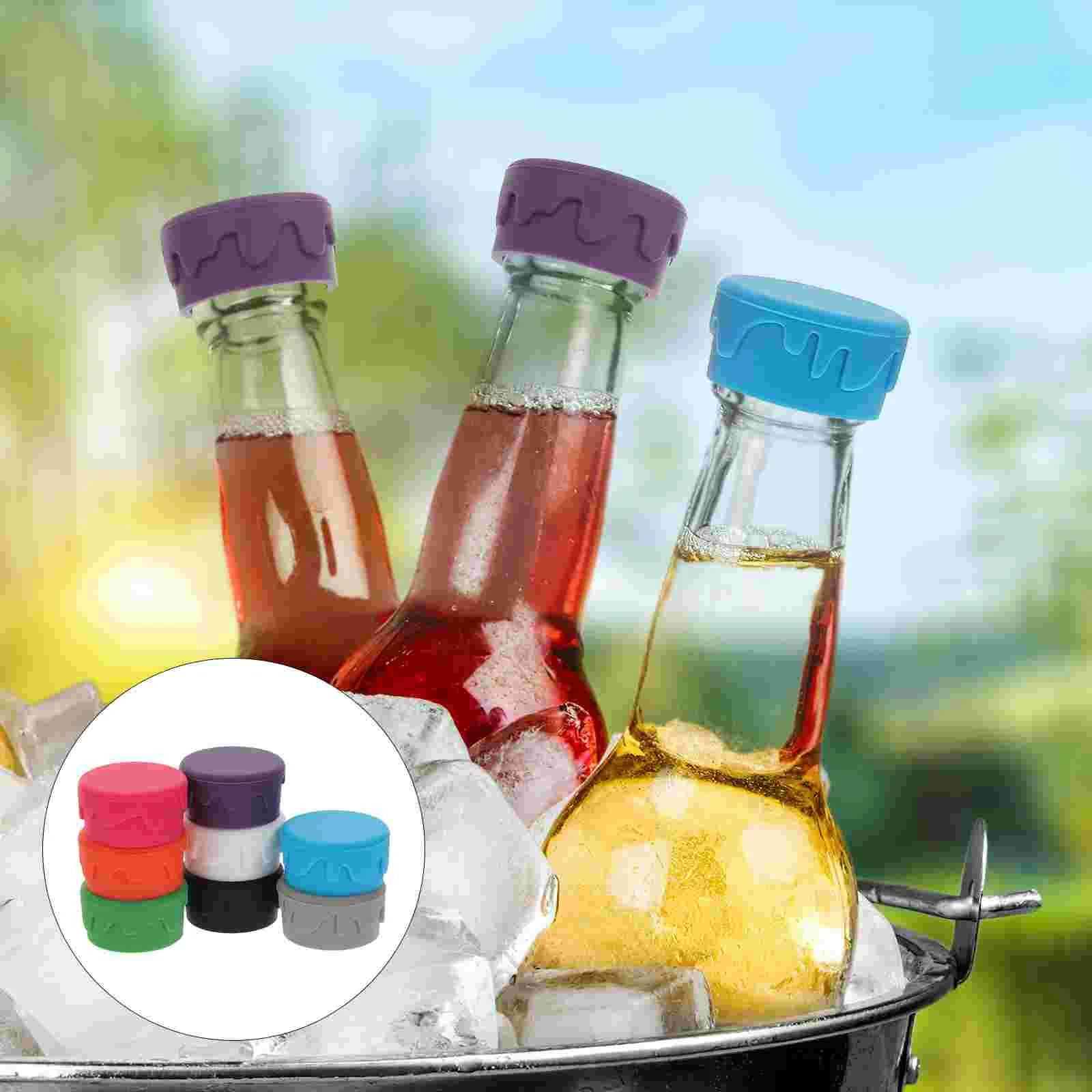 

8pcs Bottle Stoppers Reusable Silicone Beverage Bottle Sealer for Keeping Fresh