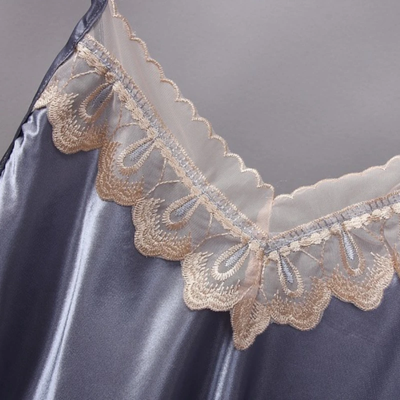 Women's Pajamas Lace Decoration Polyester Fiber Thin Section Nightgowns Luxurious and Noble Style A-line Suspenders Short Skirt