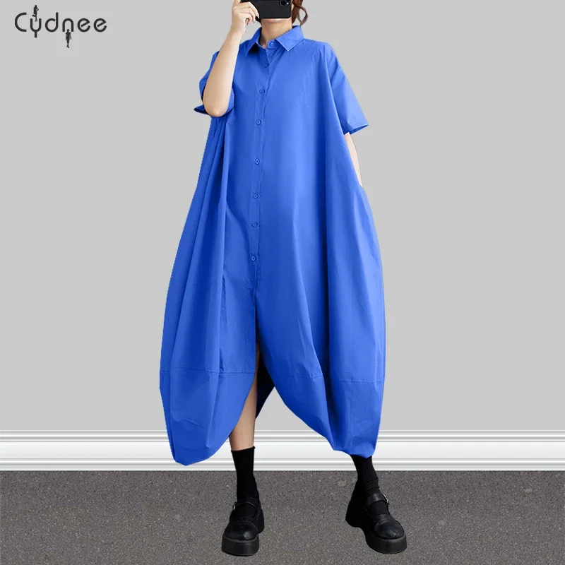 Платье женское однотонное свободного покроя повседневное простое милое длинное